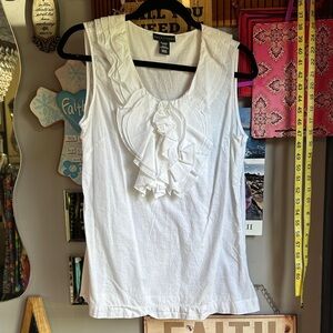 Apostrophe White Ruffle Tank Top